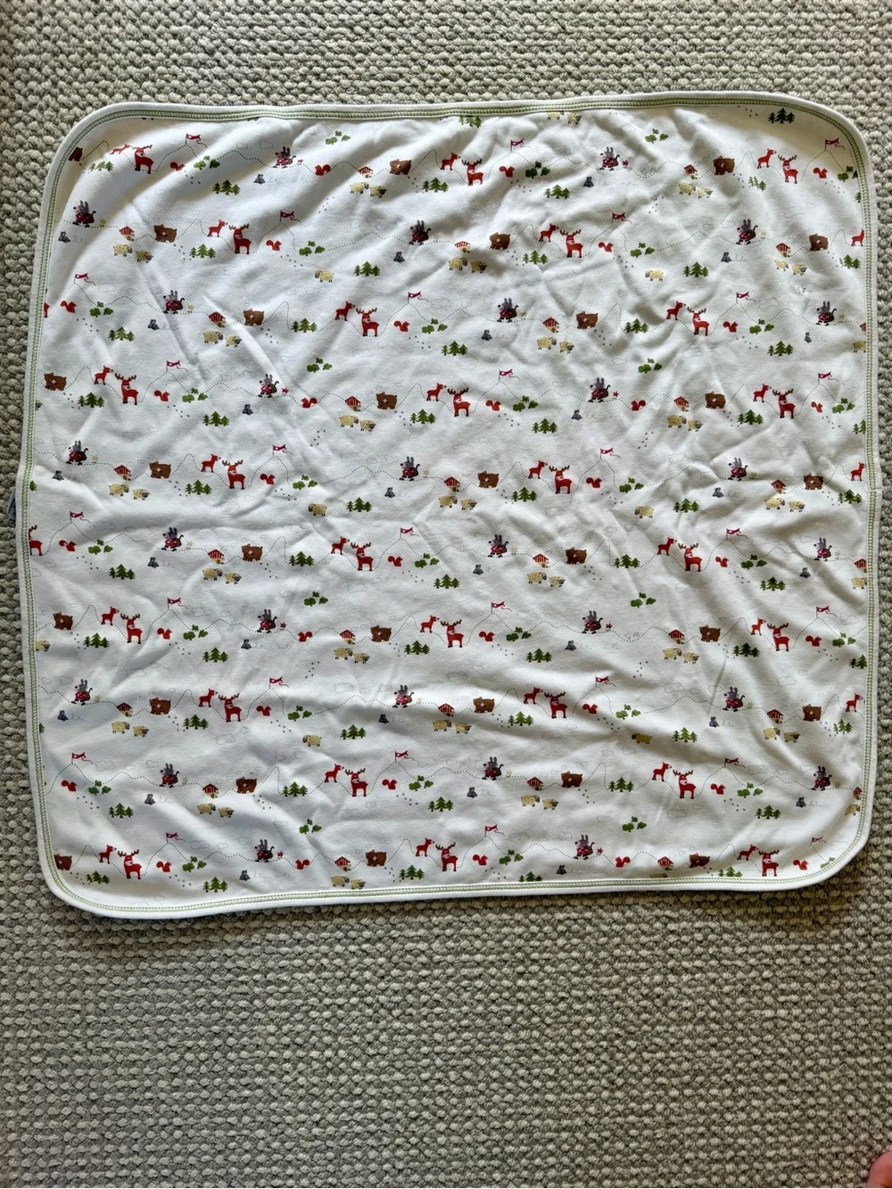 Kissy Kissy Reversible 100% Pima Cotton Baby Blanket | Woodland Print